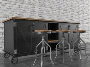 Isola cucina Ellis con sgabello da bar Modello 3D