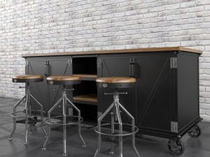 ellis kitchen island with bar stool Modelo 3D