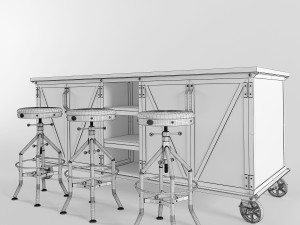 ellis kitchen island with bar stool Modelo 3D