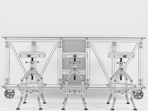 ellis kitchen island with bar stool Modelo 3D