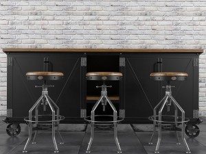 ellis kitchen island with bar stool Modelo 3D