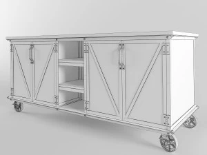 ellis kitchen island with bar stool 3D Model