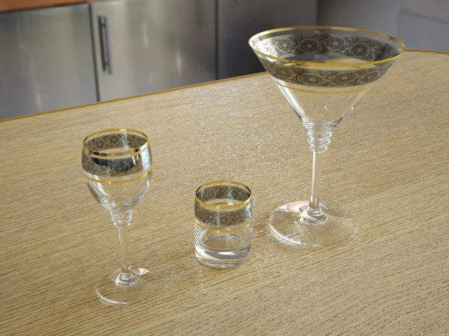 şarap kadehi seti 3D Model .c4d .max .obj .3ds .fbx .stl .blend 