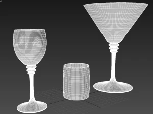 şarap kadehi seti 3D Model