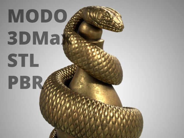 snake sculpture 3D Model .c4d .max .obj .3ds .fbx .stl .blend 