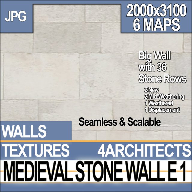 medieval stone wall e 1 CG Dokuları .c4d .max .obj .3ds .fbx .stl .blend 