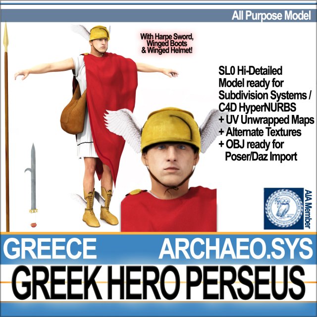 ancient greek hero perseus 3D Model .c4d .max .obj .3ds .fbx .stl .blend 