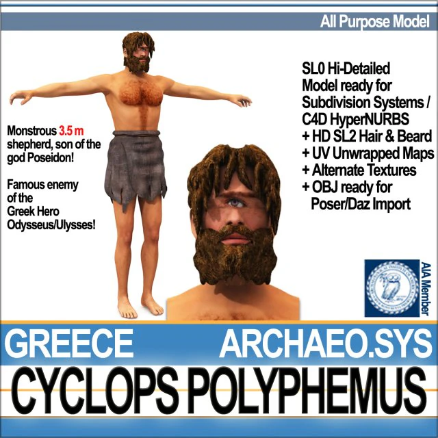 ancient greek cyclops polyphemus 3D Model .c4d .max .obj .3ds .fbx .stl .blend 