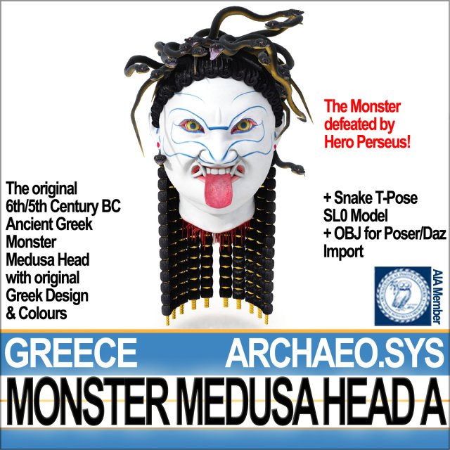 ancient greek monster medusa head a Modèle 3D .c4d .max .obj .3ds .fbx .stl .blend 