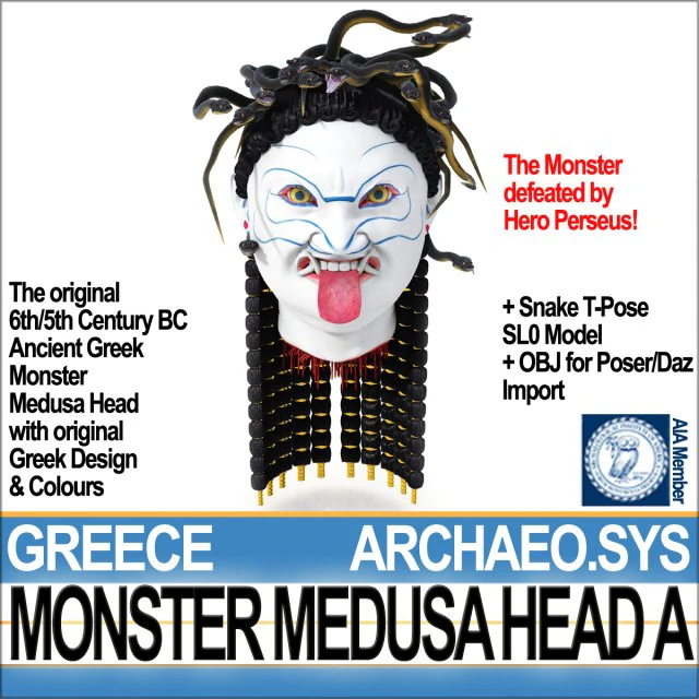 monstro grego antigo medusa cabe&ccedil;a a Modelo 3D .c4d .max .obj .3ds .fbx .stl .blend 