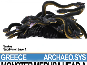 monstro grego antigo medusa cabe&ccedil;a a Modelo 3D
