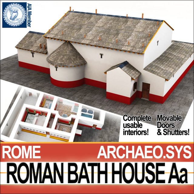 roman bath house aa 3D Модель .c4d .max .obj .3ds .fbx .stl .blend