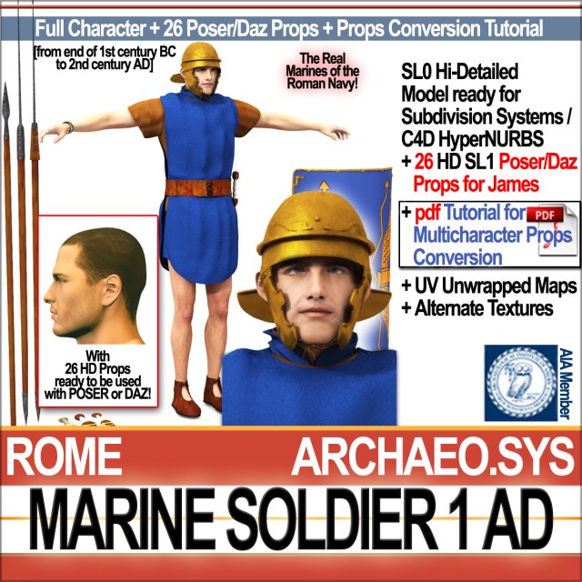 roman marine soldier 1 ad with poser daz props 3D 模型 .c4d .max .obj .3ds .fbx .stl .blend 