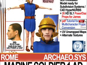 roman marine soldier 1 ad with poser daz props 3D Model