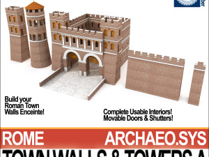 ancient roman town walls and towers a Modelo 3D