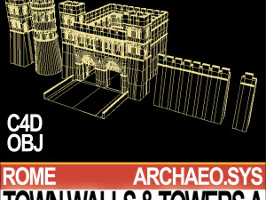 ancient roman town walls and towers a 3D Model