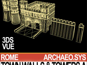 ancient roman town walls and towers a 3D Model