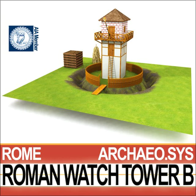 roman watch tower b 3D Model .c4d .max .obj .3ds .fbx .stl .blend 