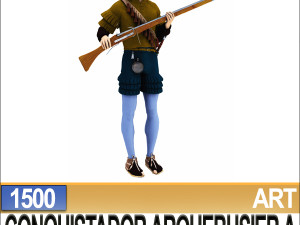 conquistador arquebusier props poser daz a 1500 3D Model