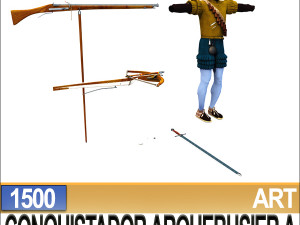 conquistador arquebusier props poser daz a 1500 3D Model
