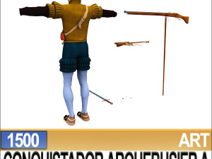 conquistador arquebusier props poser daz a 1500 3D Model