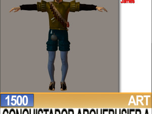 conquistador arquebusier props poser daz a 1500 3D Model