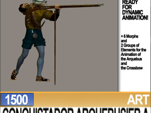 conquistador arquebusier props poser daz a 1500 3D Model