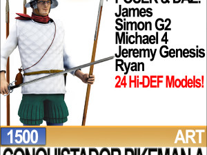 conquistador pikeman props poser daz a 1500 Modelo 3D
