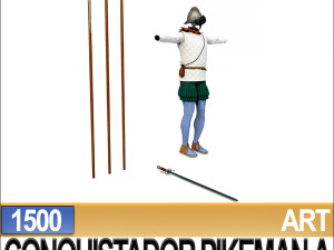 conquistador pikeman props poser daz a 1500 3D 모델