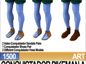 conquistador pikeman props poser daz a 1500 3D 모델