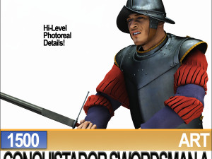 conquistador swordsman props poser daz a 1500 Modello 3D