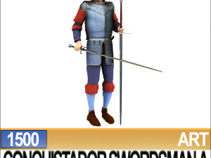 conquistador swordsman props poser daz a 1500 Modello 3D