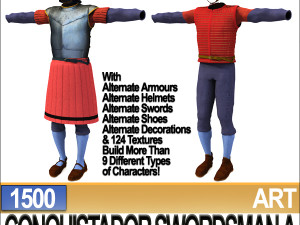 conquistador swordsman props poser daz a 1500 Modello 3D