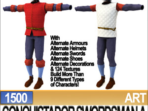 conquistador swordsman props poser daz a 1500 Modello 3D
