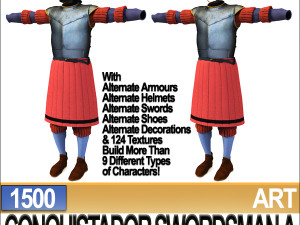 conquistador swordsman props poser daz a 1500 Modello 3D