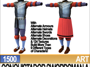 conquistador swordsman props poser daz a 1500 Modello 3D