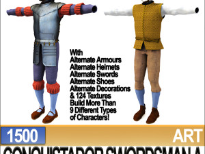 conquistador swordsman props poser daz a 1500 Modello 3D