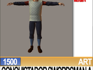 conquistador swordsman props poser daz a 1500 Modello 3D