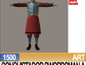 conquistador swordsman props poser daz a 1500 Modello 3D