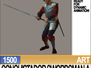 conquistador swordsman props poser daz a 1500 Modello 3D