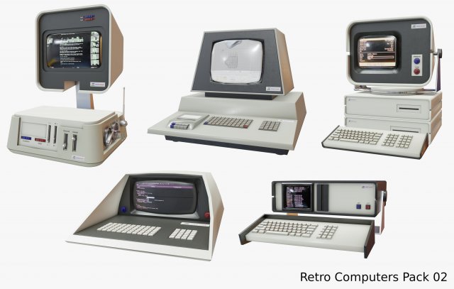 retro computers pack 02 3D Model .c4d .max .obj .3ds .fbx .stl .blend 