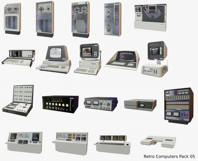 retro computers pack 05 3D Модель .c4d .max .obj .3ds .fbx .stl .blend 