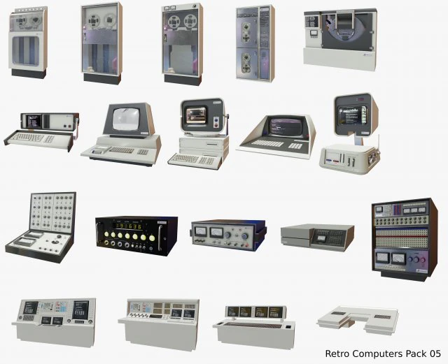 retro computers pack 05 3D Model .c4d .max .obj .3ds .fbx .stl .blend 