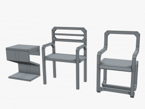 minimalistic sci-fi chairs Model 3D