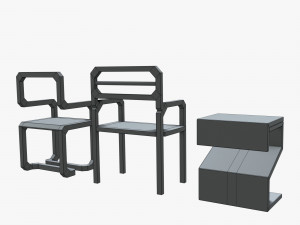 minimalistic sci-fi chairs Model 3D