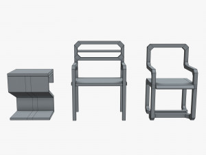 minimalistic sci-fi chairs Model 3D