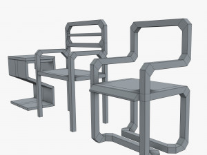 minimalistic sci-fi chairs Model 3D