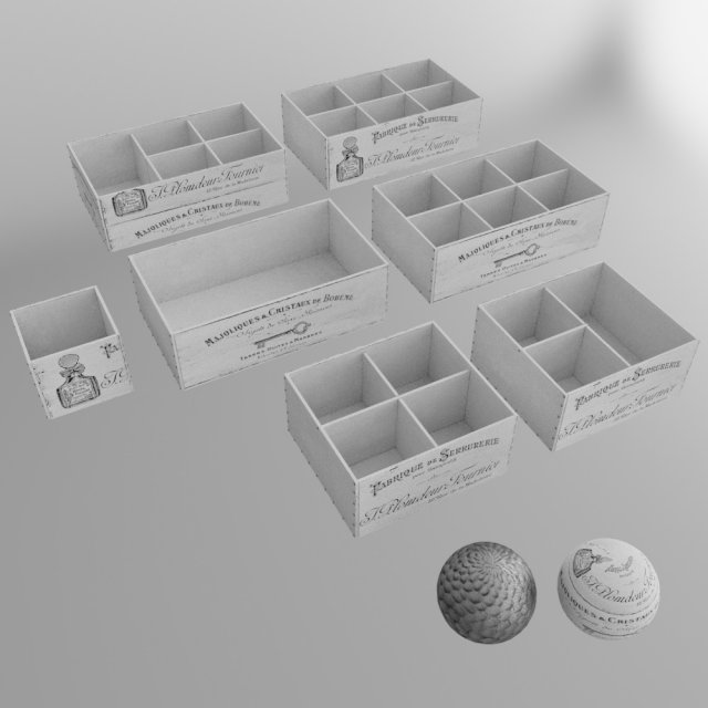 7 white decor boxes shabby chic 3Dモデル .c4d .max .obj .3ds .fbx .stl .blend 