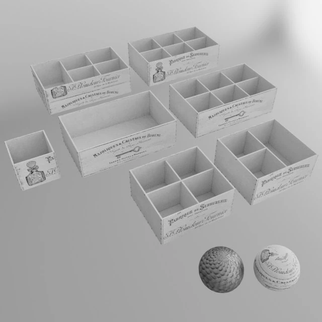 7 white decor boxes shabby chic 3D Model .c4d .max .obj .3ds .fbx .stl .blend