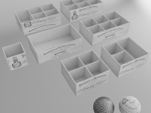 7 white decor boxes shabby chic 3Dモデル